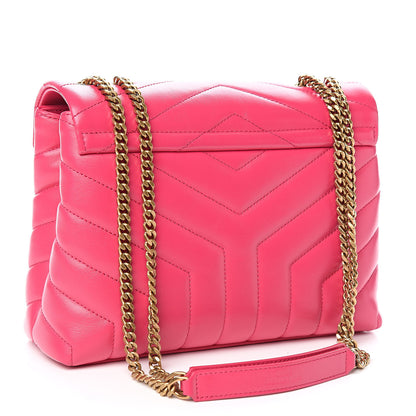 Saint Laurent Calfskin Y Quilted Monogram Small Loulou Chain Satchel Fresh Fuchsia 3 of 10
