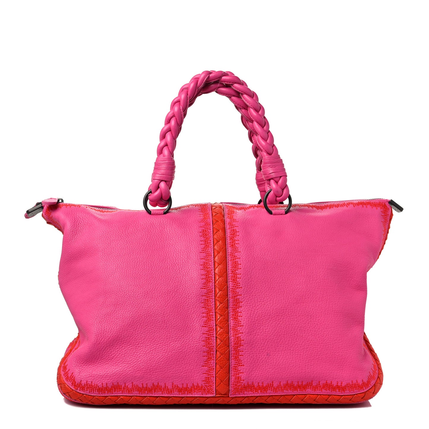 Washed Cervo Deerskin Braided Tote Fire Shock