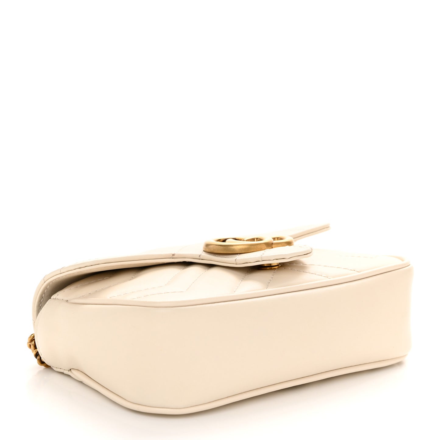 Calfskin Matelasse Super Mini GG Marmont Shoulder Bag White