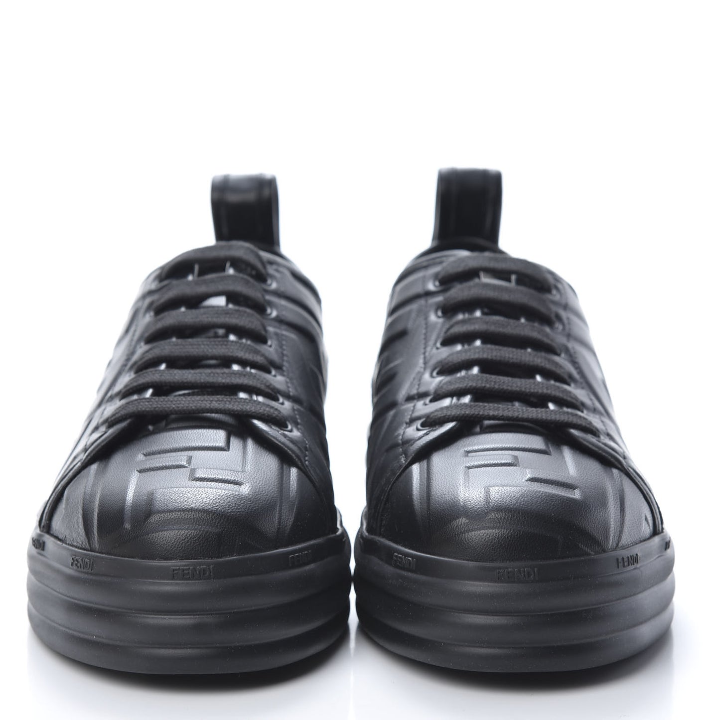 Lambksin FF Embossed Rise Low Top Sneakers 36.5 Black