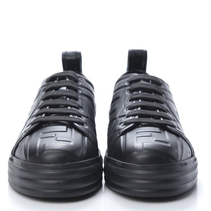 Fendi Lambksin FF Embossed Rise Low Top Sneakers 36.5 Black 2 of 8