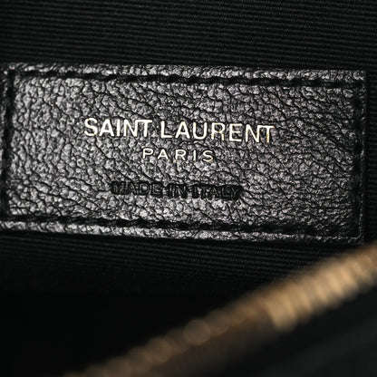 Saint Laurent Grain De Poudre Matelasse Chevron Quilted Round Vinyle Camera Bag Black 10 of 11