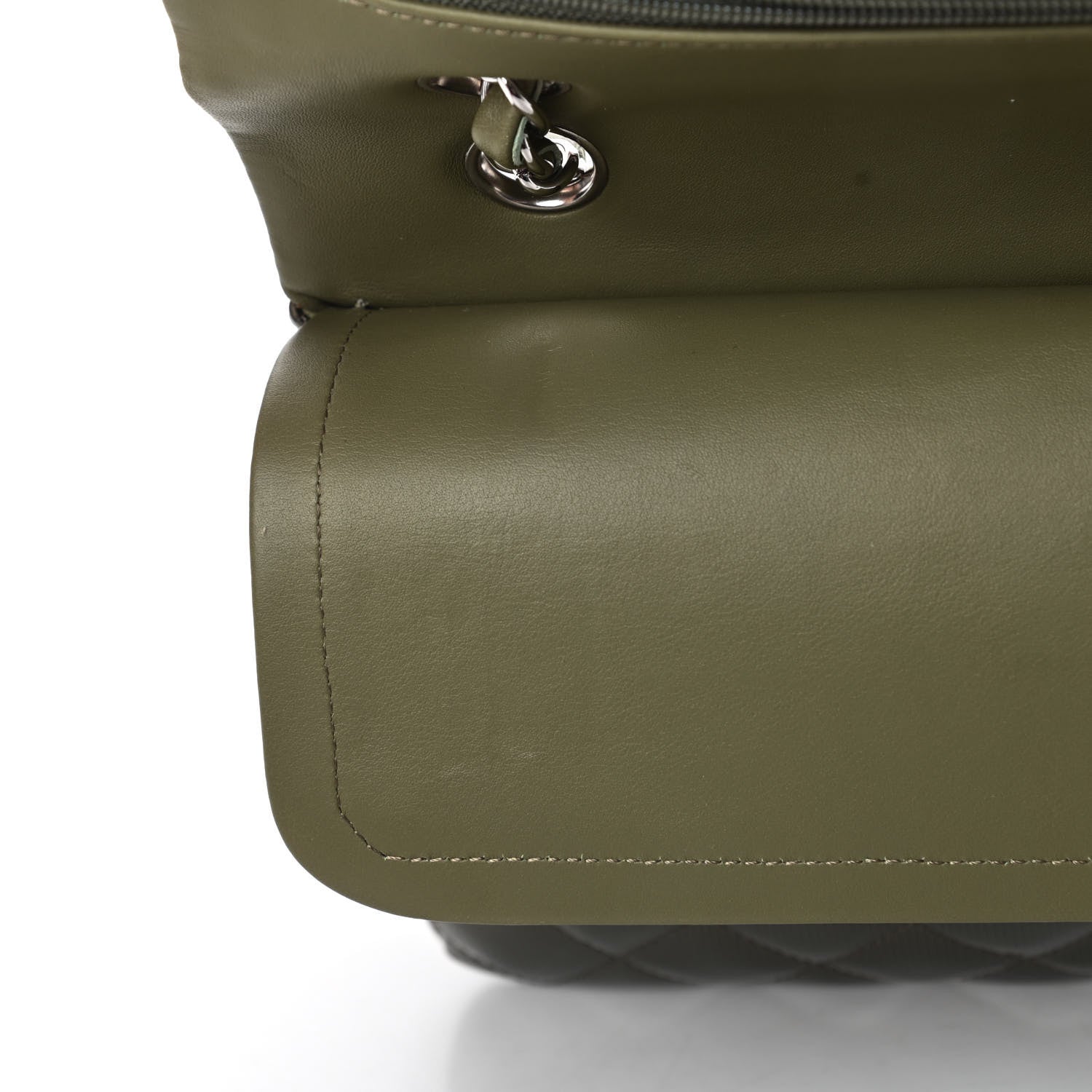 Chanel Striated Patent Quilted Medium Double Flap Green 11 of 11