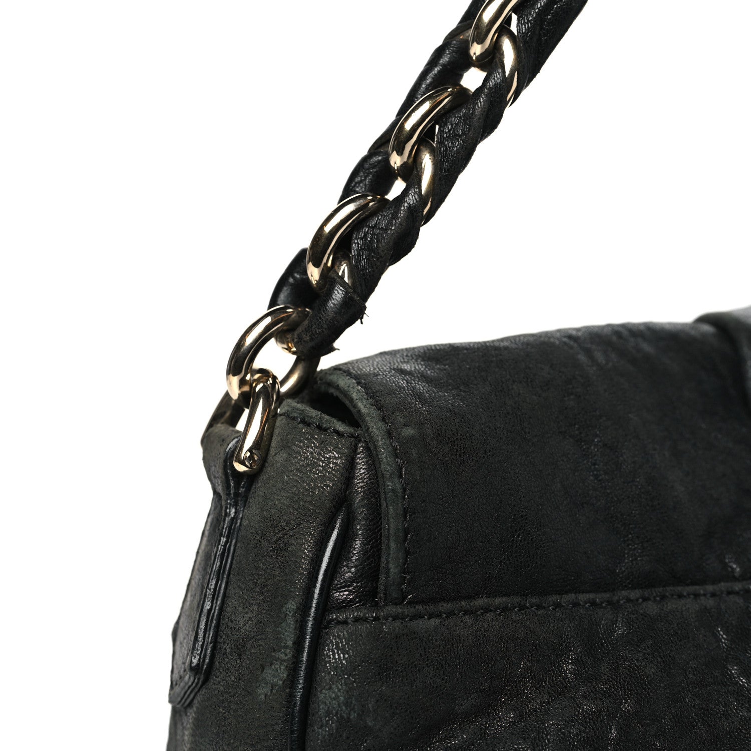 Fendi Crinkled Lambskin Mia Shoulder Flap Black 11 of 11