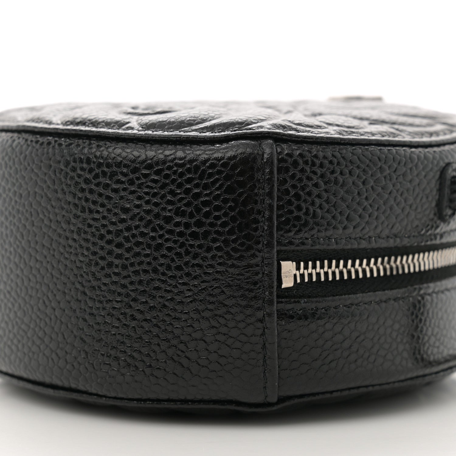 Chanel Caviar Camellia Embossed Round Clutch With Chain Black 10 of 11