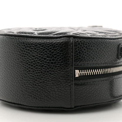 Chanel Caviar Camellia Embossed Round Clutch With Chain Black 10 of 11