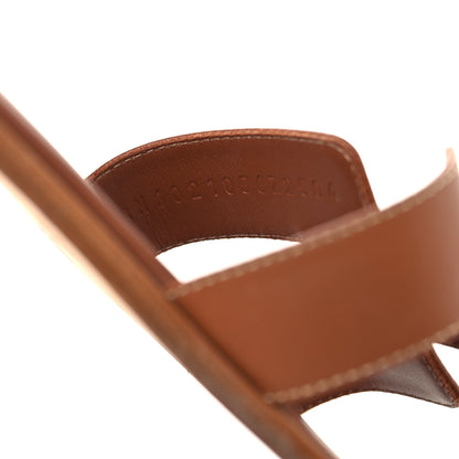Hermes Box Calfskin Oran Sandals 37 Gold 7 of 10