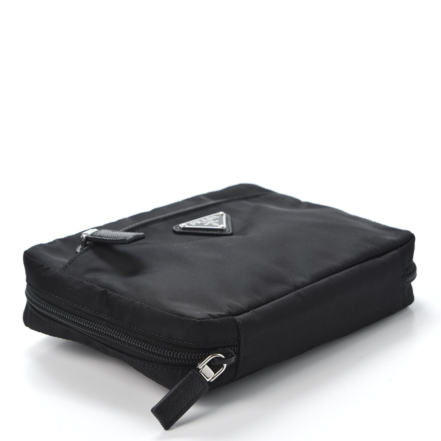 Prada Tessuto Nylon Saffiano Maniglia Pouch Black 3 of 7