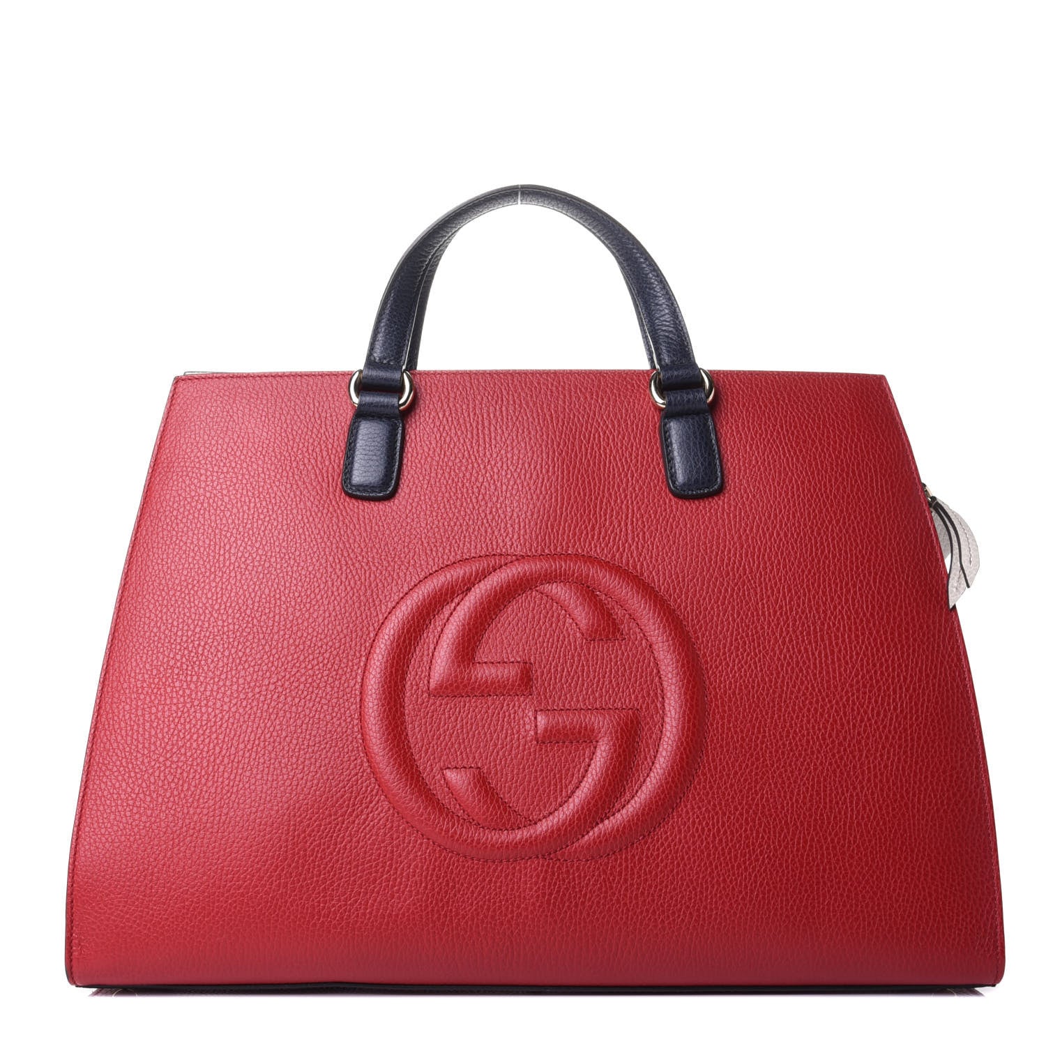 Gucci Dollar Calfskin Large Soho Top Handle Satchel Hibiscus Red Mystic White Blue 1 of 10