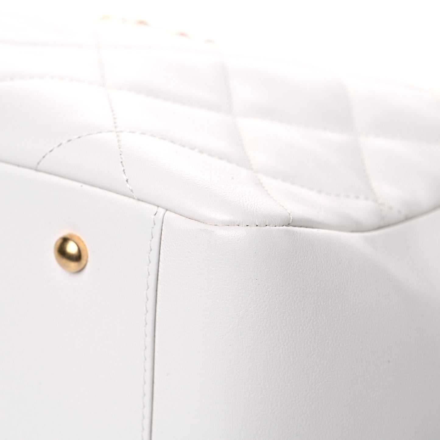 Lambskin Quilted Large Classic Shopping Tote White