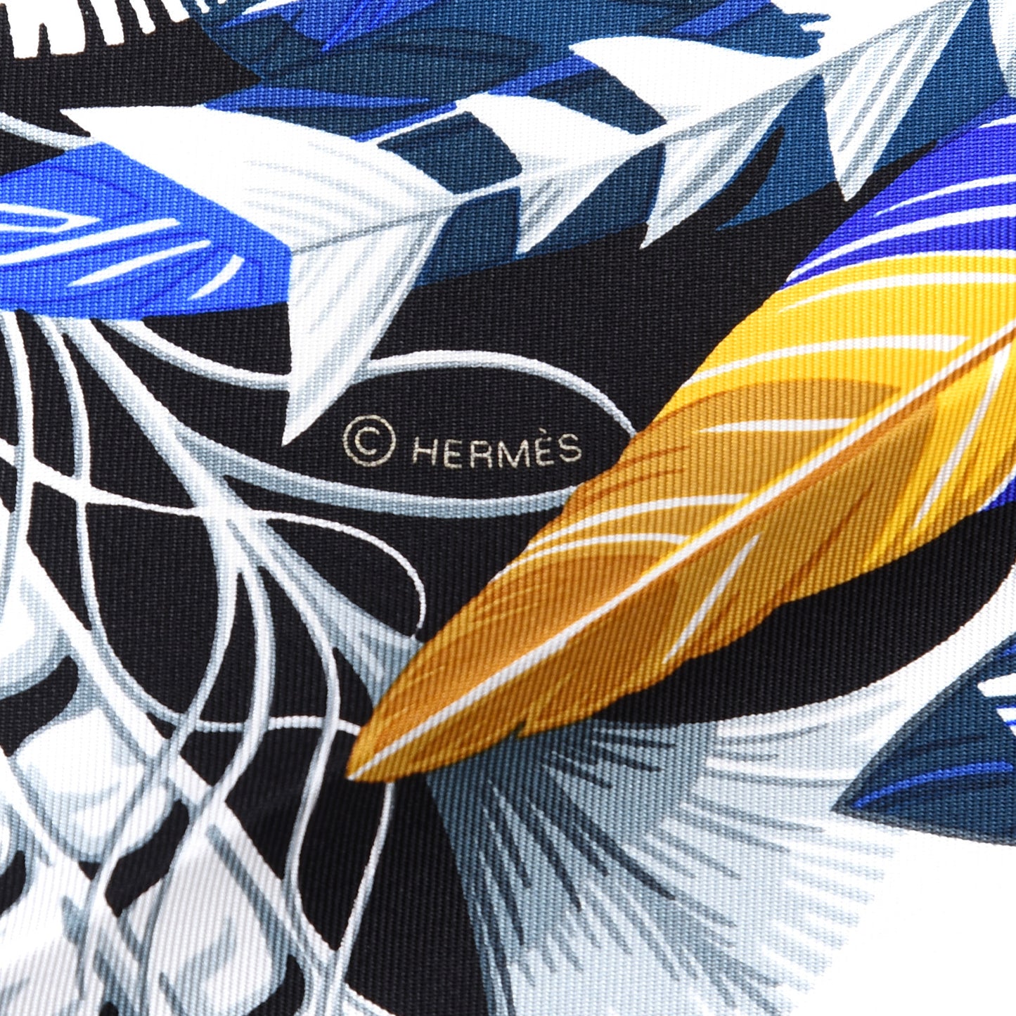 Silk Danse Pacifique Scarf 90 Black Bleu Nuit Gold