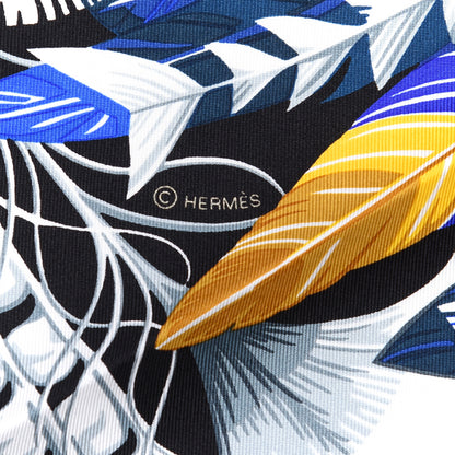 Hermes Silk Danse Pacifique Scarf 90 Black Bleu Nuit Gold 3 of 4