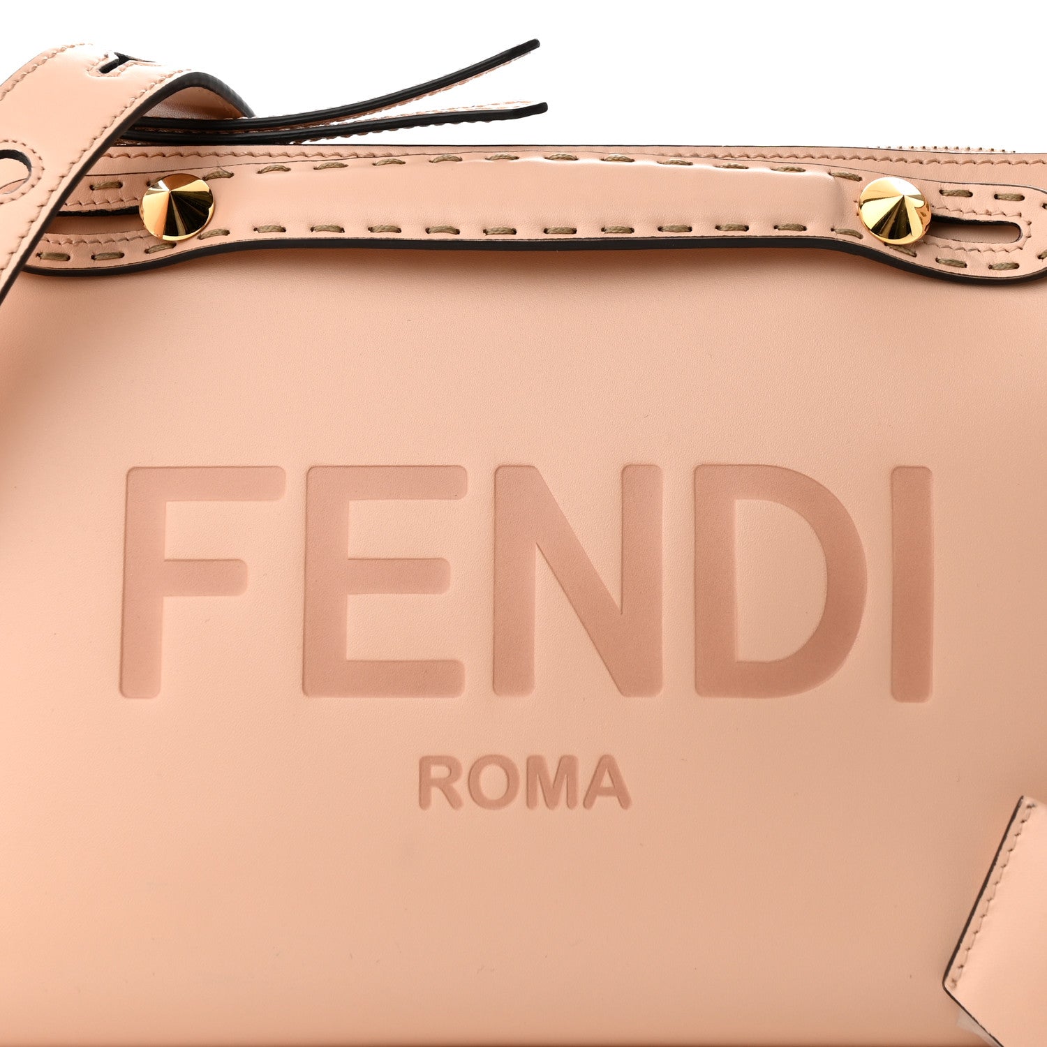 Fendi Vitello King Logo Embossed Medium By The Way Boston Bag Light Rose 8 of 10