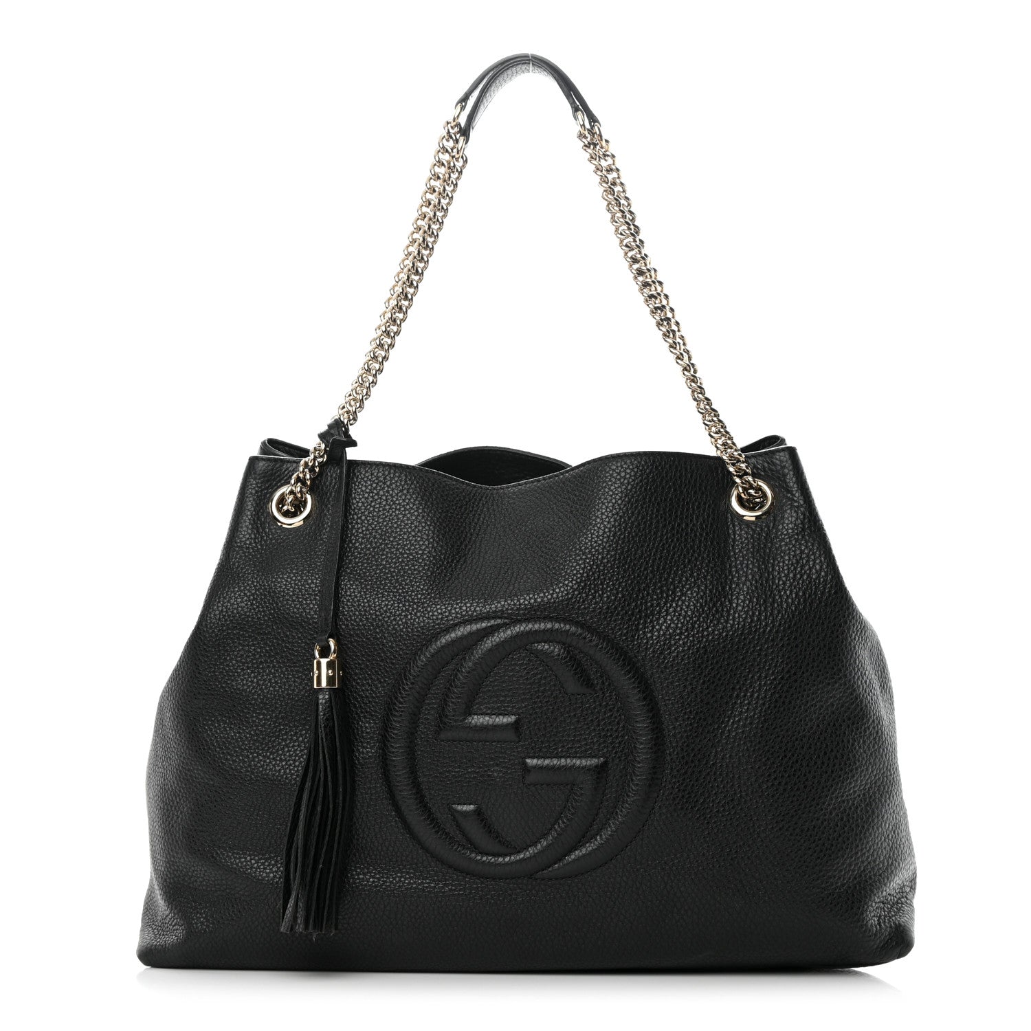 Gucci Pebbled Calfskin Large Soho Chain Shoulder Bag Black 1 of 14