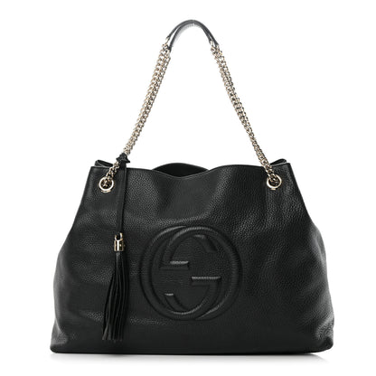 Gucci Pebbled Calfskin Large Soho Chain Shoulder Bag Black 1 of 14