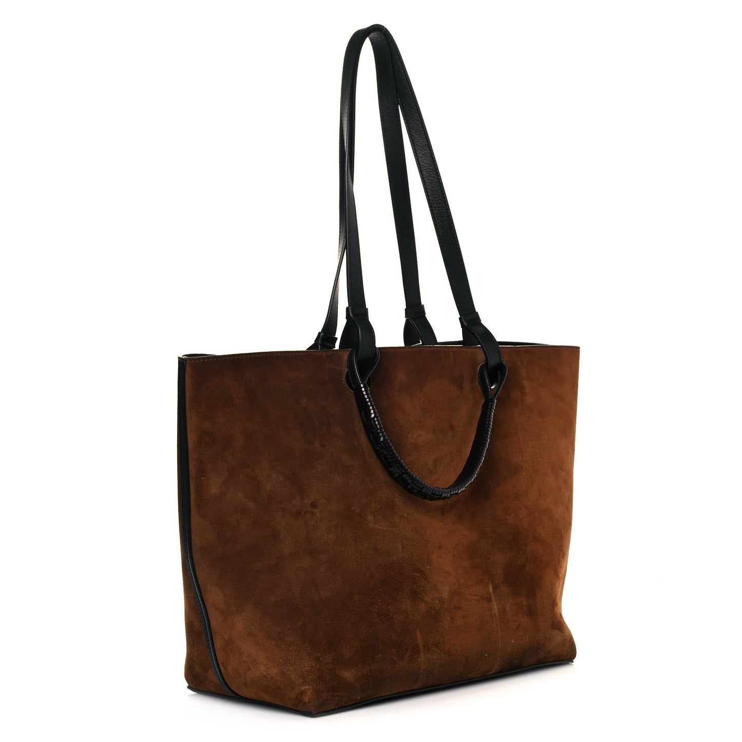Suede Calfskin Anagram Tote Brown