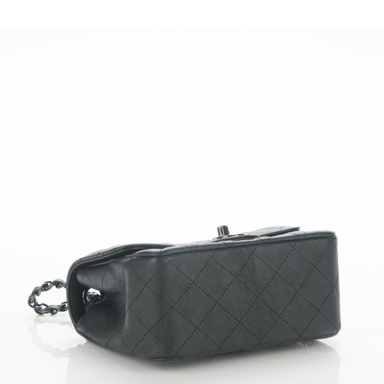 Chanel Crumpled Calfskin Quilted Mini Square Flap So Black 4 of 6