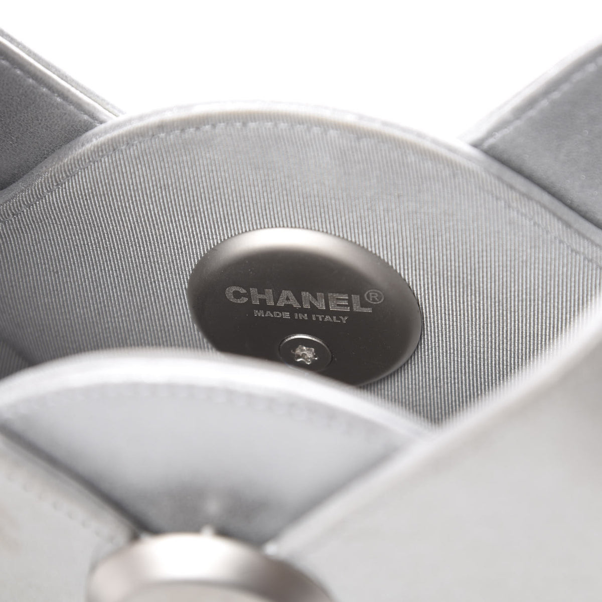 Metallic Lambskin Evening In the Air Bag Silver