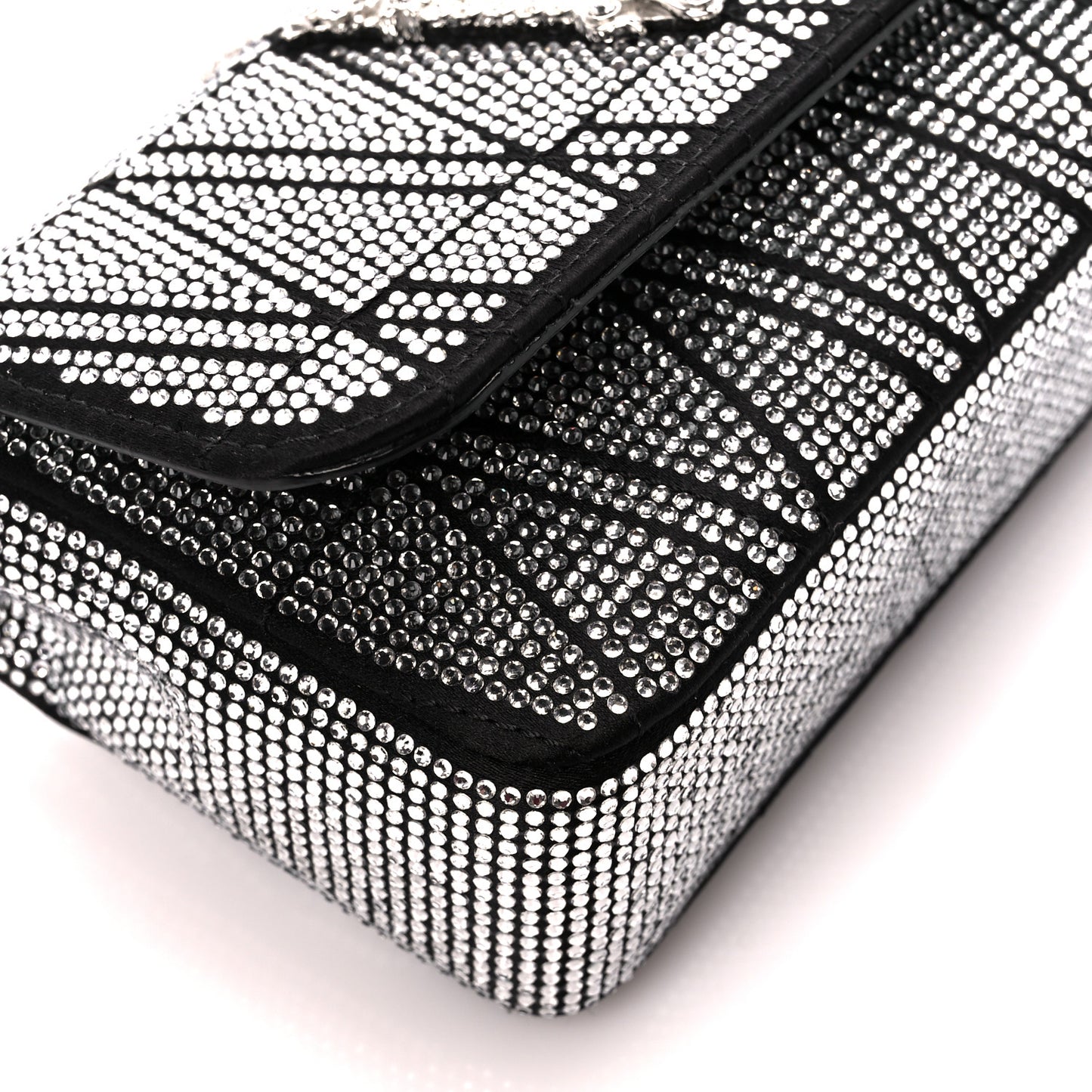 Satin Crystal Virtus Mini Chain Shoulder Bag Black