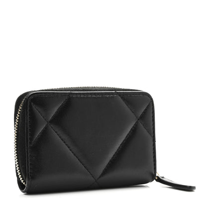 Chanel Lambskin Quilted Chanel 19 Zip Around Coin Purse Wallet Black 3 of 9