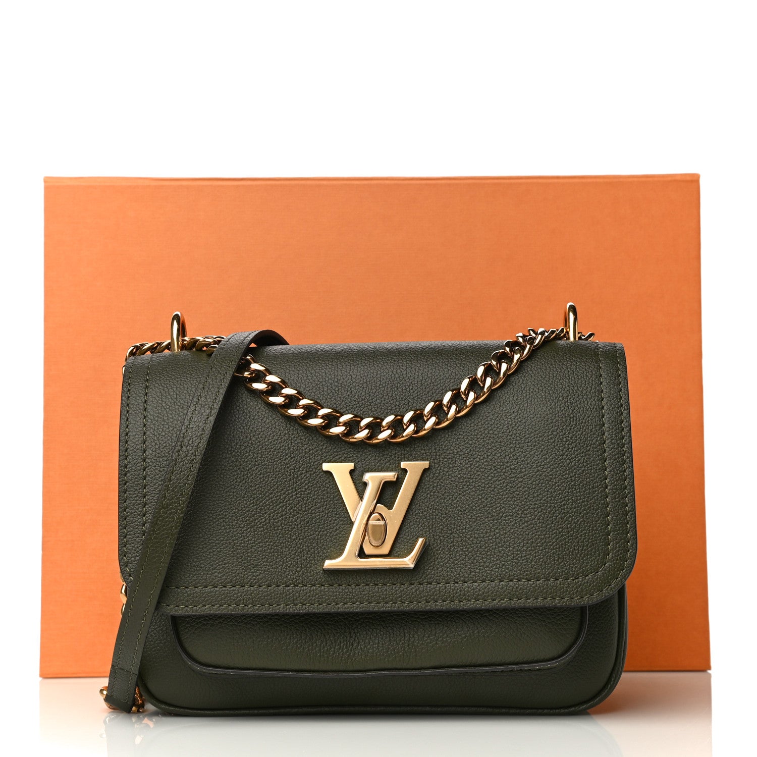 Louis Vuitton Grained Calfskin Lockme Chain Bag PM Kaki 10 of 10