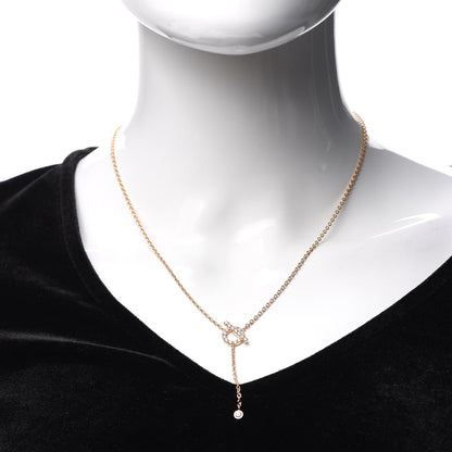 Hermes 18K Rose Gold Diamond Finesse Lariat Necklace 2 of 6