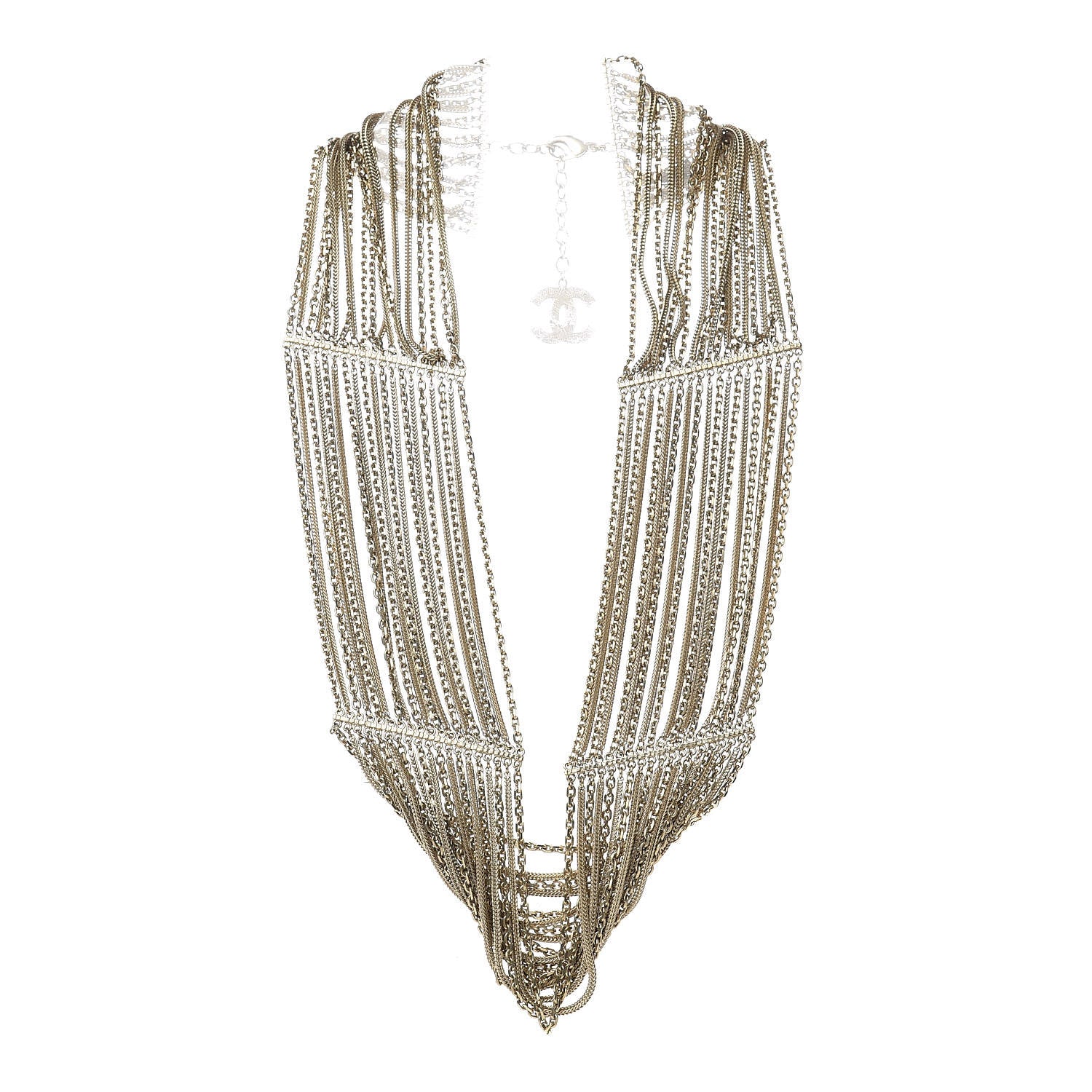 Chanel Multi Strand Chain Short Necklace Gold 3 of 5