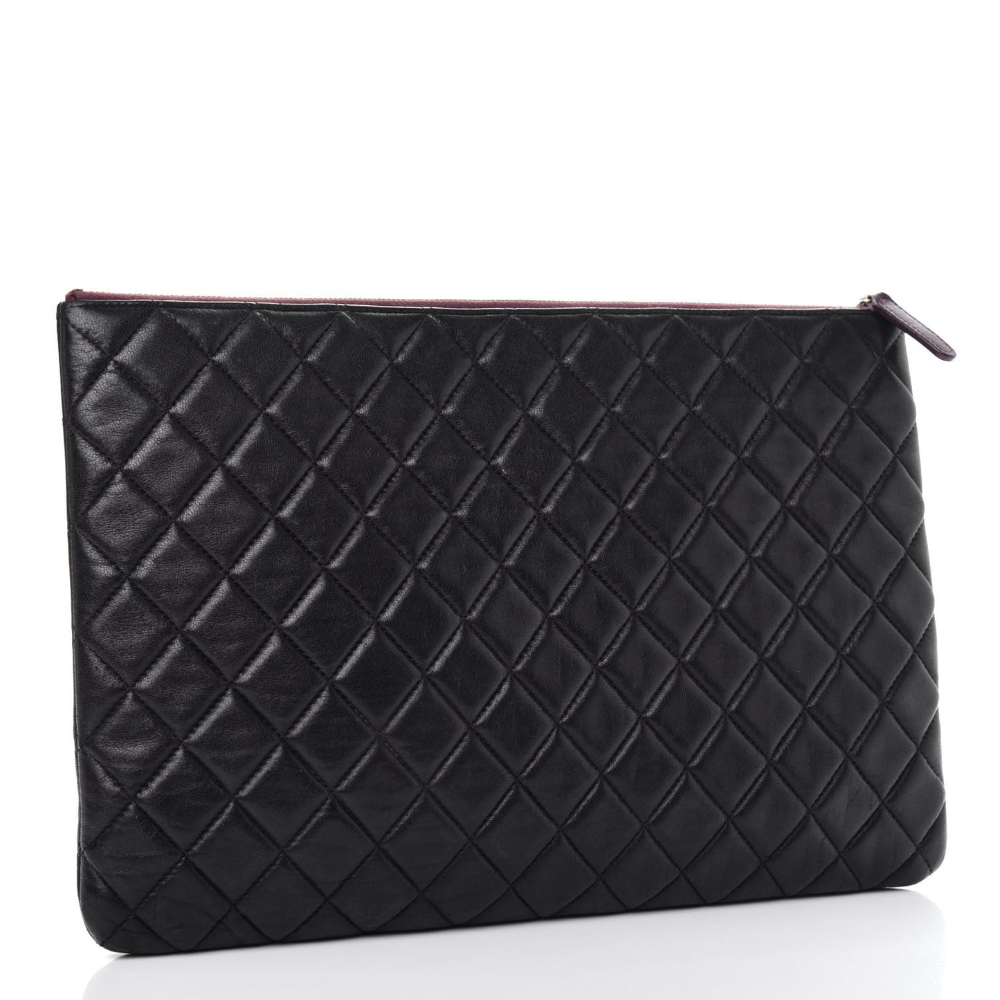 Lambskin Quilted Large Cosmetic Case Black