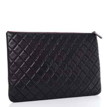 Chanel Lambskin Quilted Large Cosmetic Case Black 3 of 8