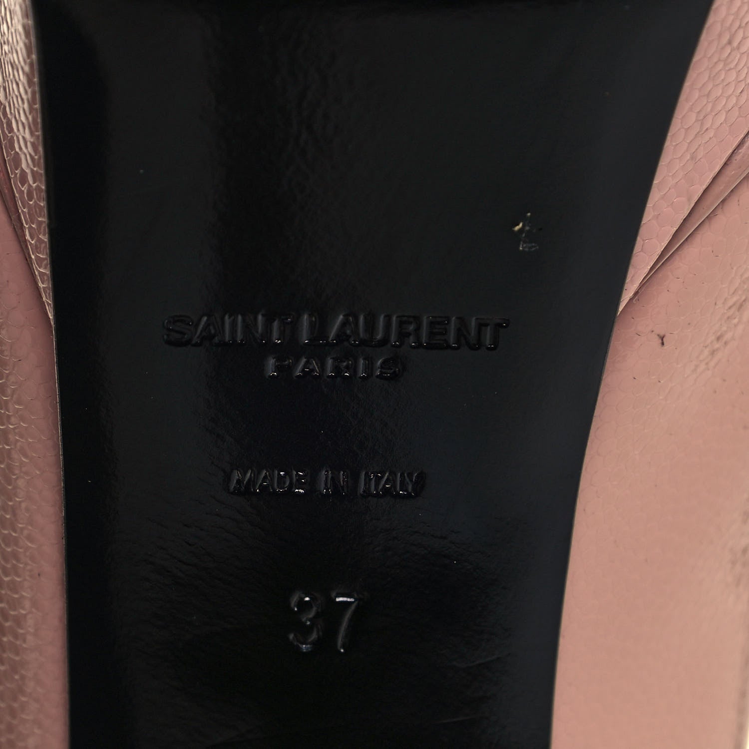 Saint Laurent Pebbled Patent Calfskin Janis 105 Platform Pumps 37 Pale Pink 6 of 12
