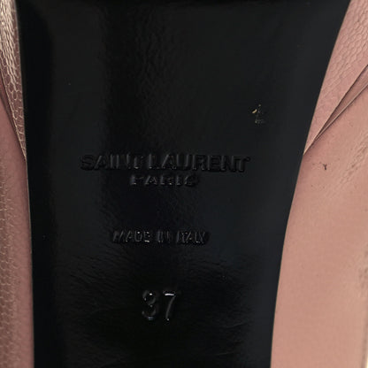 Saint Laurent Pebbled Patent Calfskin Janis 105 Platform Pumps 37 Pale Pink 6 of 12