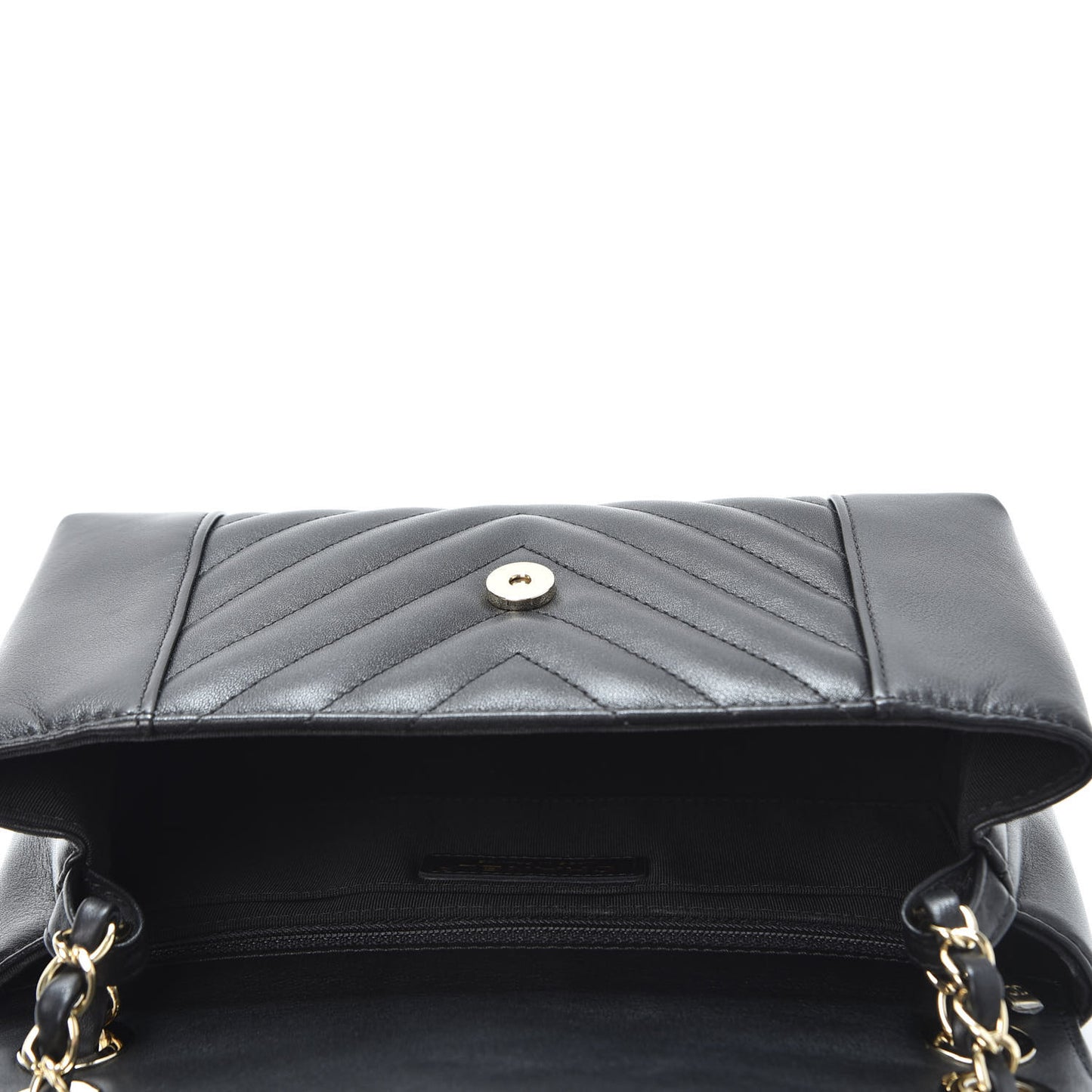 Calfskin Chevron Quilted Small Flap Black