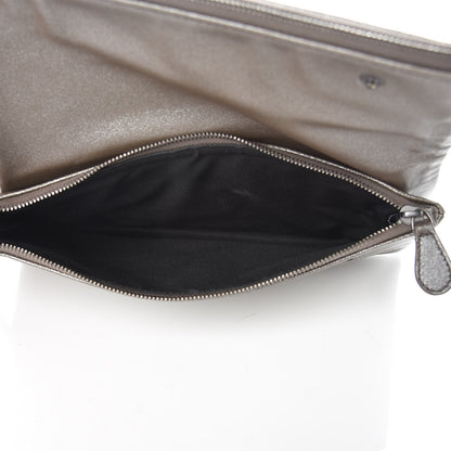Bottega Veneta Metallic Nappa Intrecciato Flap Wristlet Light Grey 5 of 8
