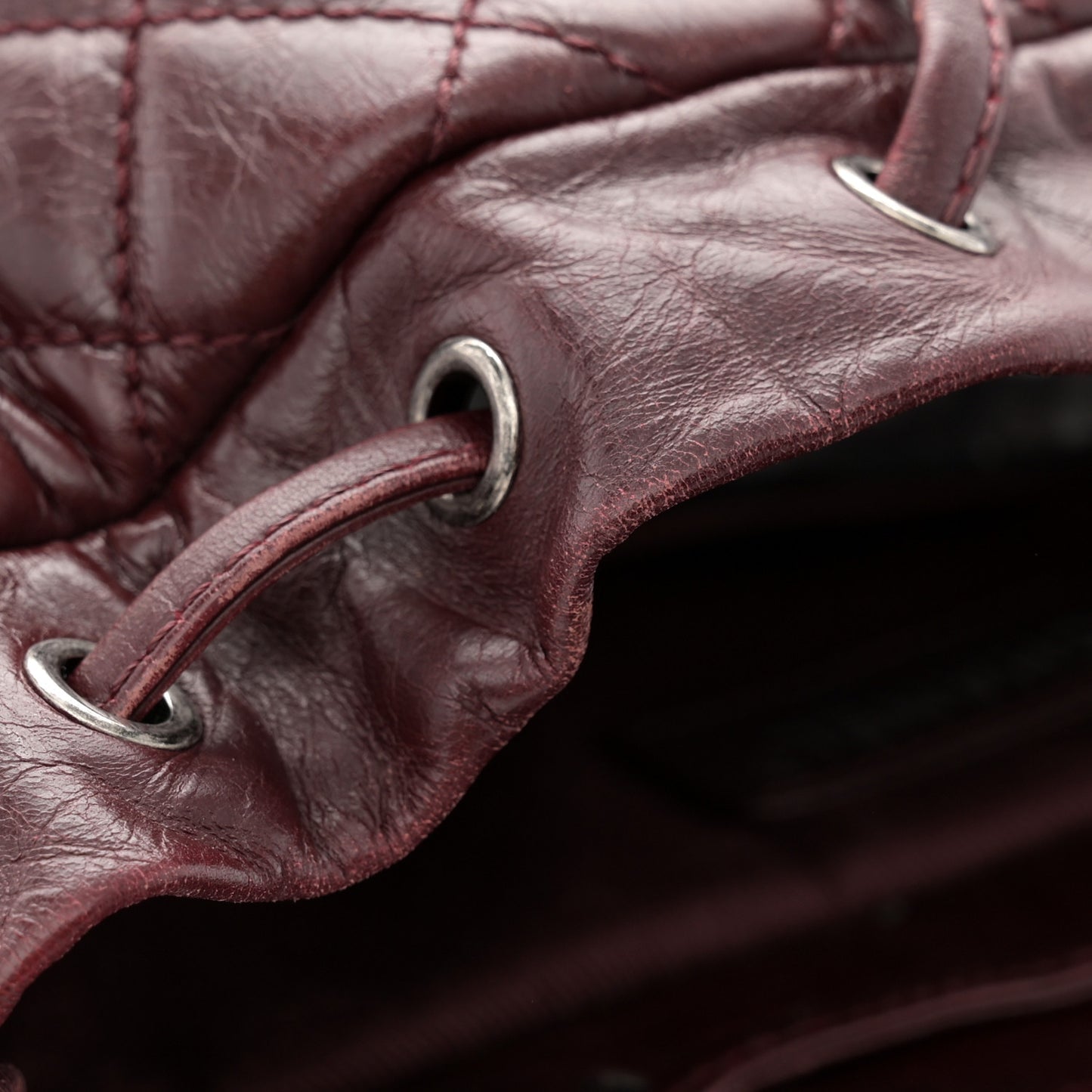 Glazed Calfskin Quilted Large Salzburg Backpack Burgundy