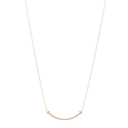 Tiffany 18K Rose Gold Small T Smile Pendant Necklace 1 of 5