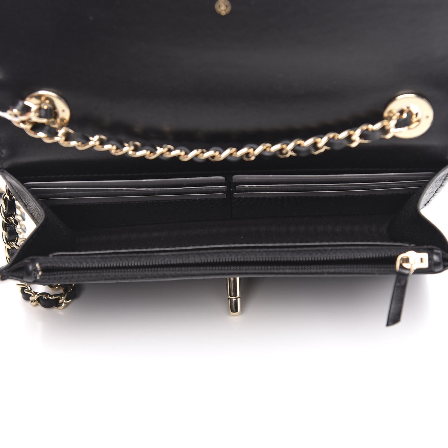 Lambskin Quilted Trendy CC Wallet On Chain WOC Black