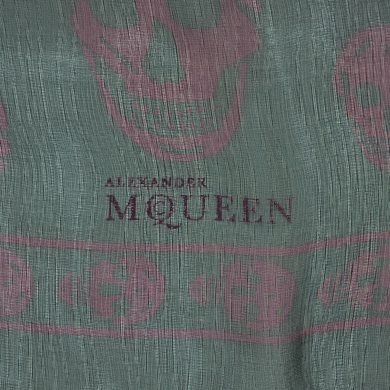 Alexander McQueen Silk Chiffon Skull Scarf Green Purple 5 of 6