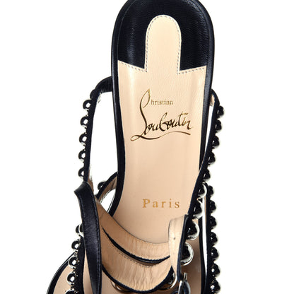 Christian Louboutin Shiny Nappa Suede Galeria 100 Sandals 38.5 Black Silver 7 of 9