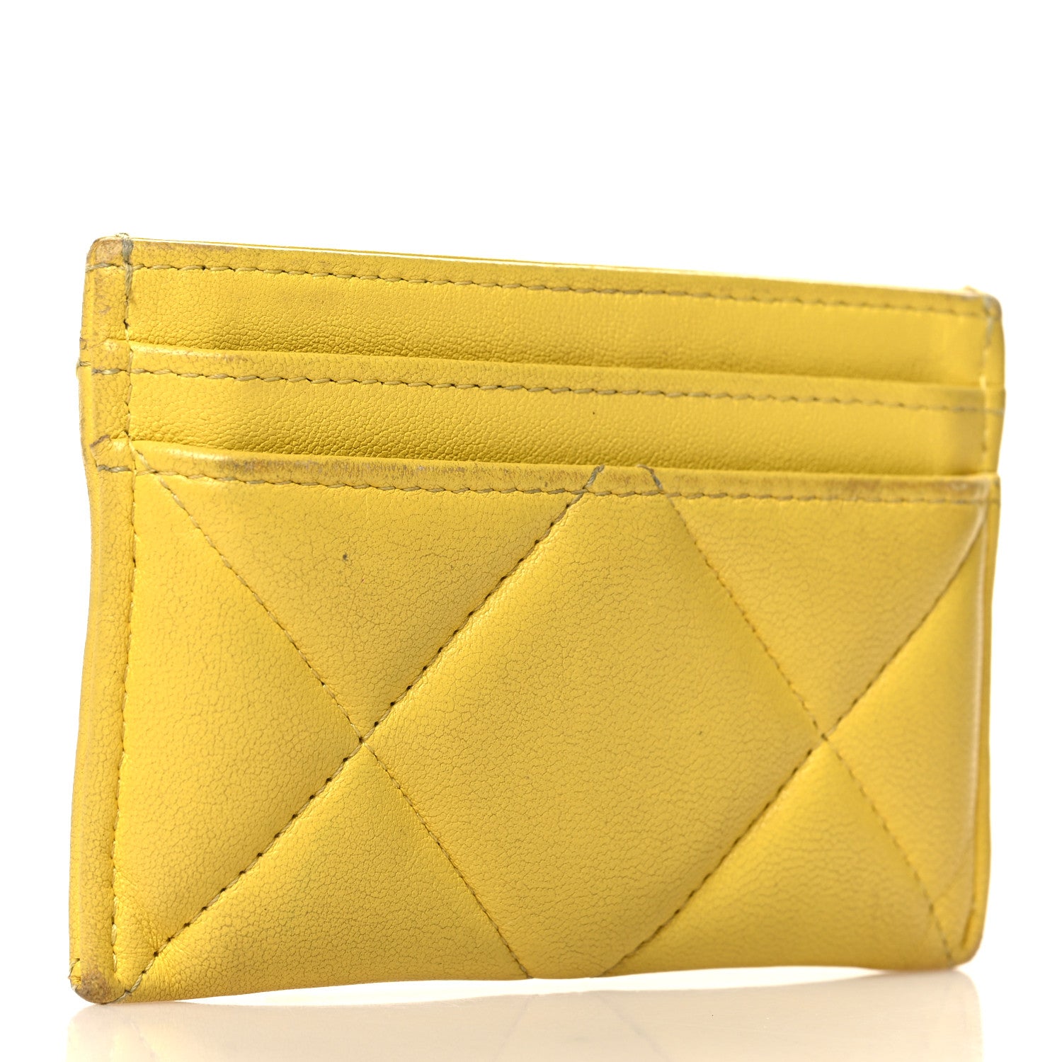 Chanel Lambskin Quilted Chanel 19 Card Holder Yellow 3 of 10