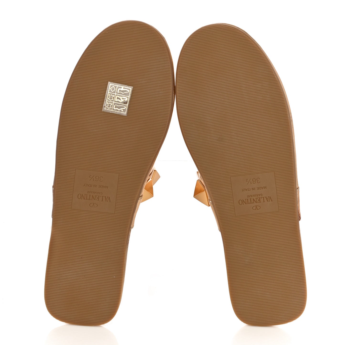 Metallic Nappa Roman Stud Slippers 36.5 Antique Brass