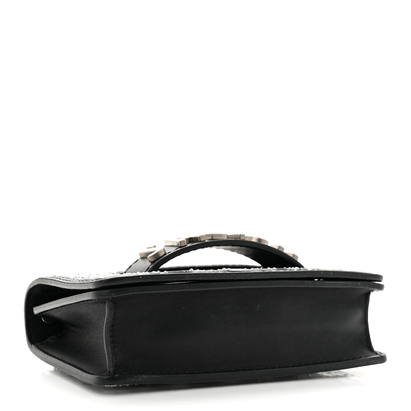 Smooth Calfskin Embroidered Mosaic of Mirrors Mini J'Adior Chain Flap Bag Black