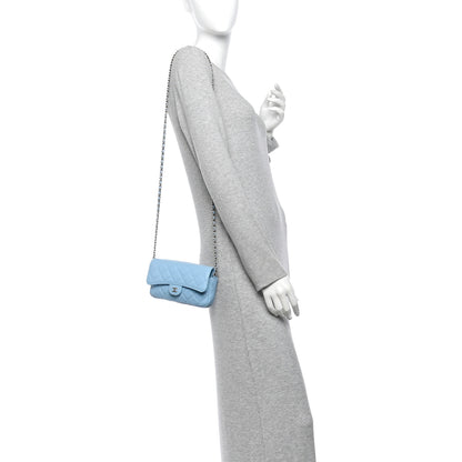 Chanel Caviar Quilted Flap Phone Holder With Chain Light Blue 2 of 14