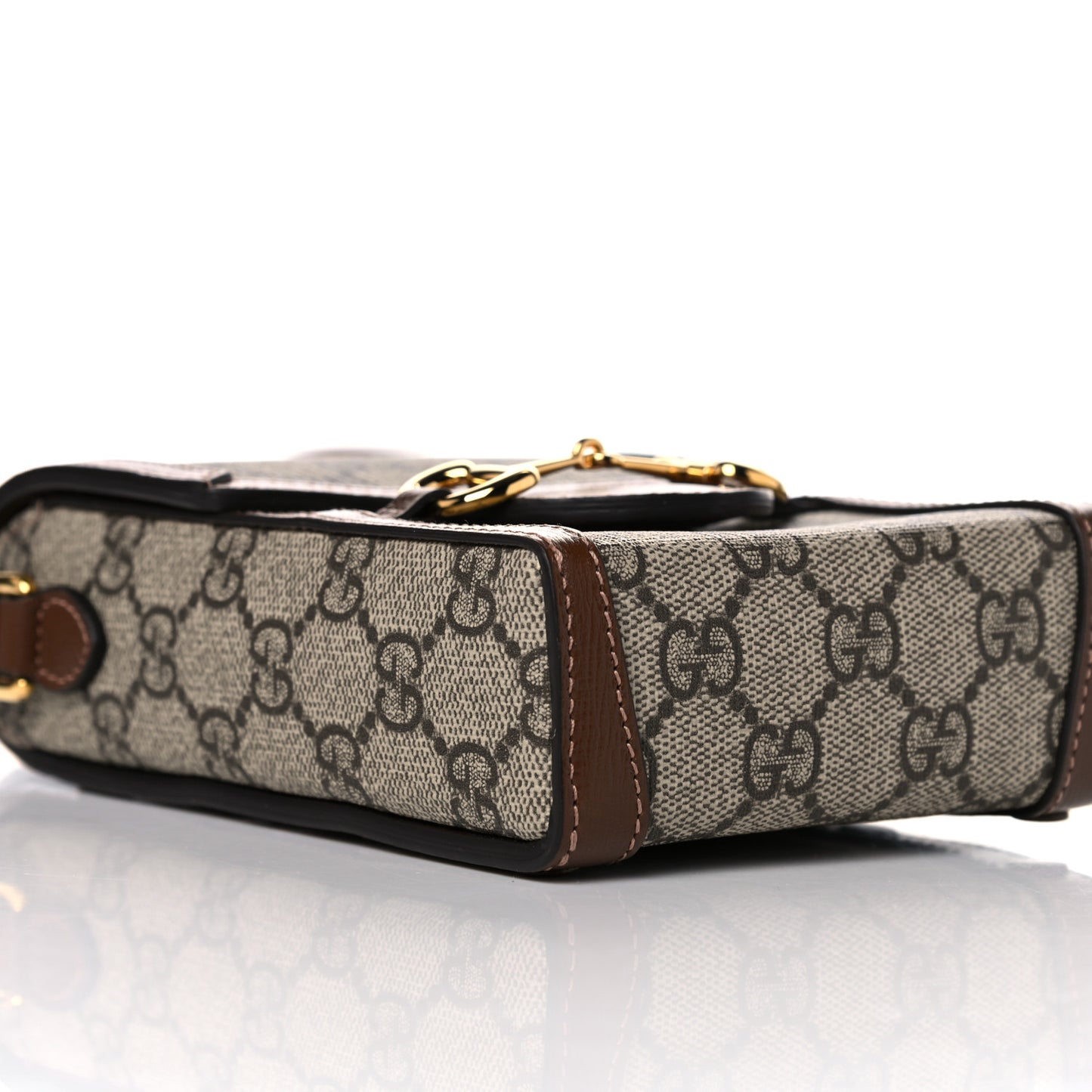GG Supreme Monogram Mini Horsebit 1955 Crossbody Bag Beige Brown Sugar