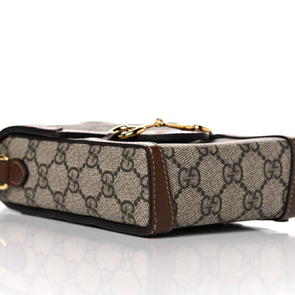 Gucci GG Supreme Monogram Mini Horsebit 1955 Crossbody Bag Beige Brown Sugar 8 of 11
