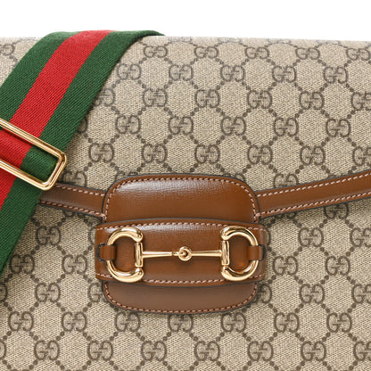 Gucci GG Supreme Monogram Azalea Calfskin Web Medium Horsebit 1955 Shoulder Bag Beige Ebony Brown Sugar 8 of 10