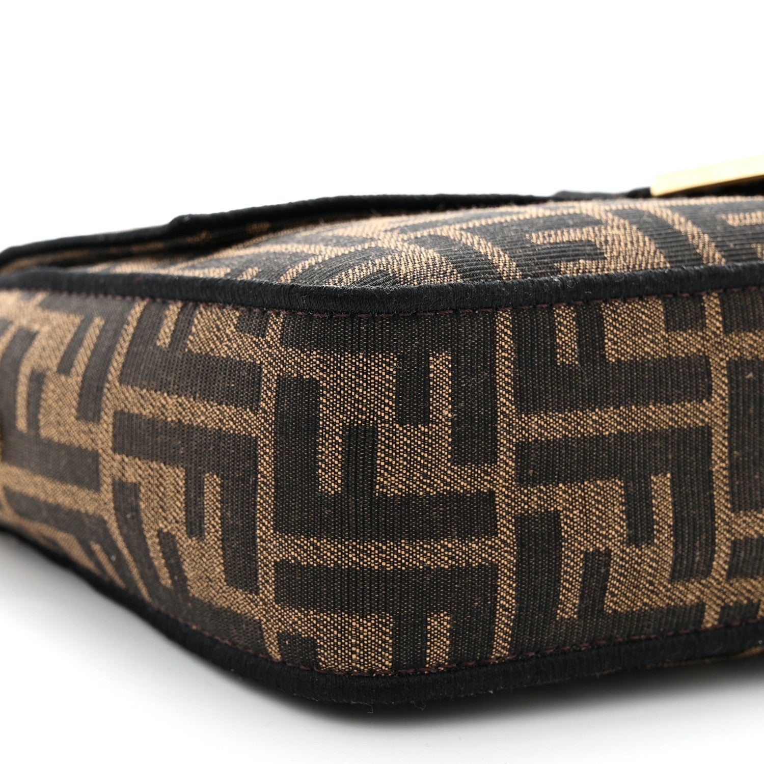 Fendi Fabric Jacquard FF 1974 Medium Baguette Tobacco Moro Black 8 of 10