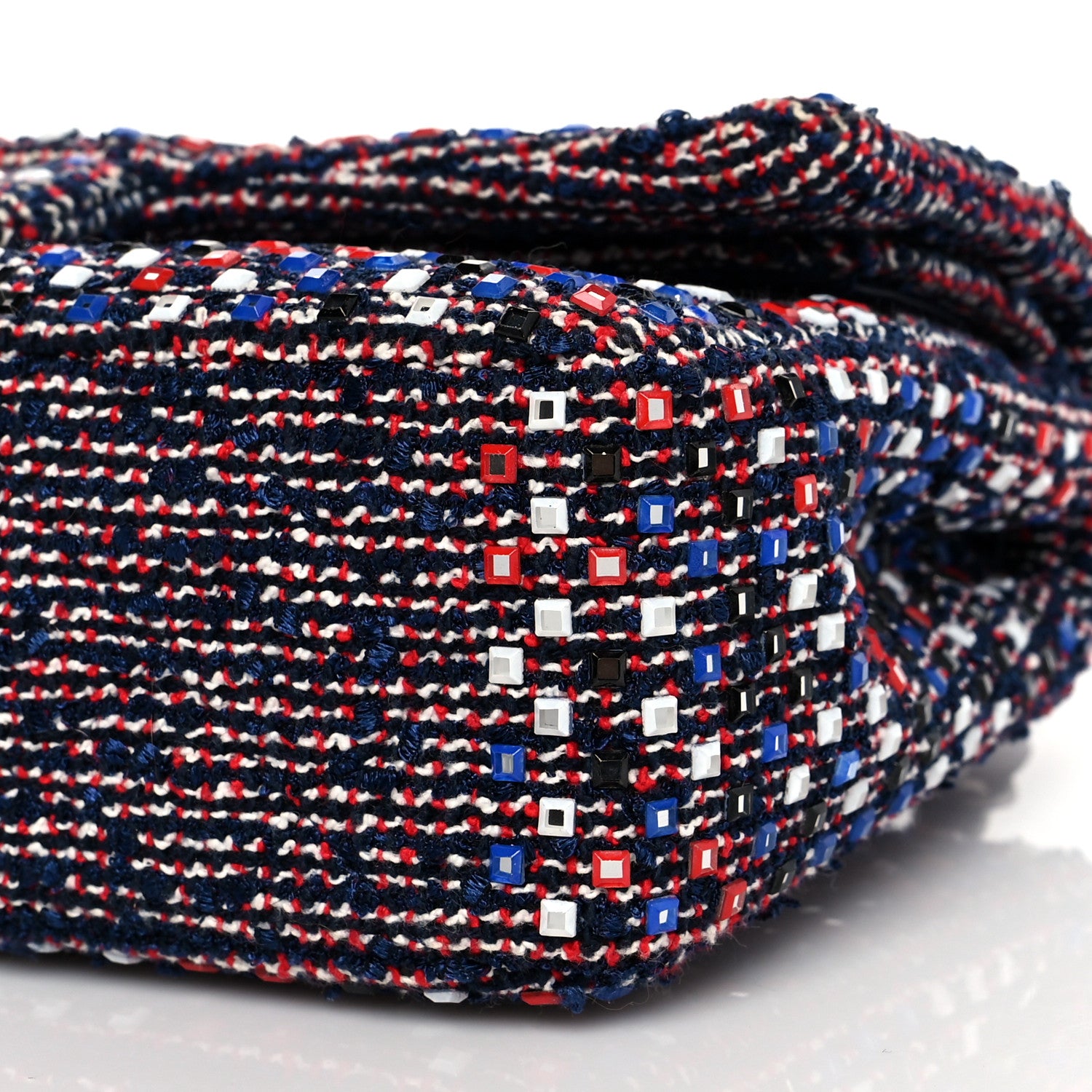 Chanel Sequin Tweed Medium Double Flap Red White Blue 6 of 10