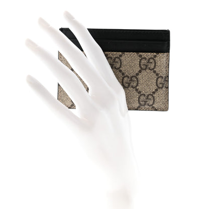 Gucci GG Supreme Monogram Calfskin Card Holder Beige Black 2 of 6