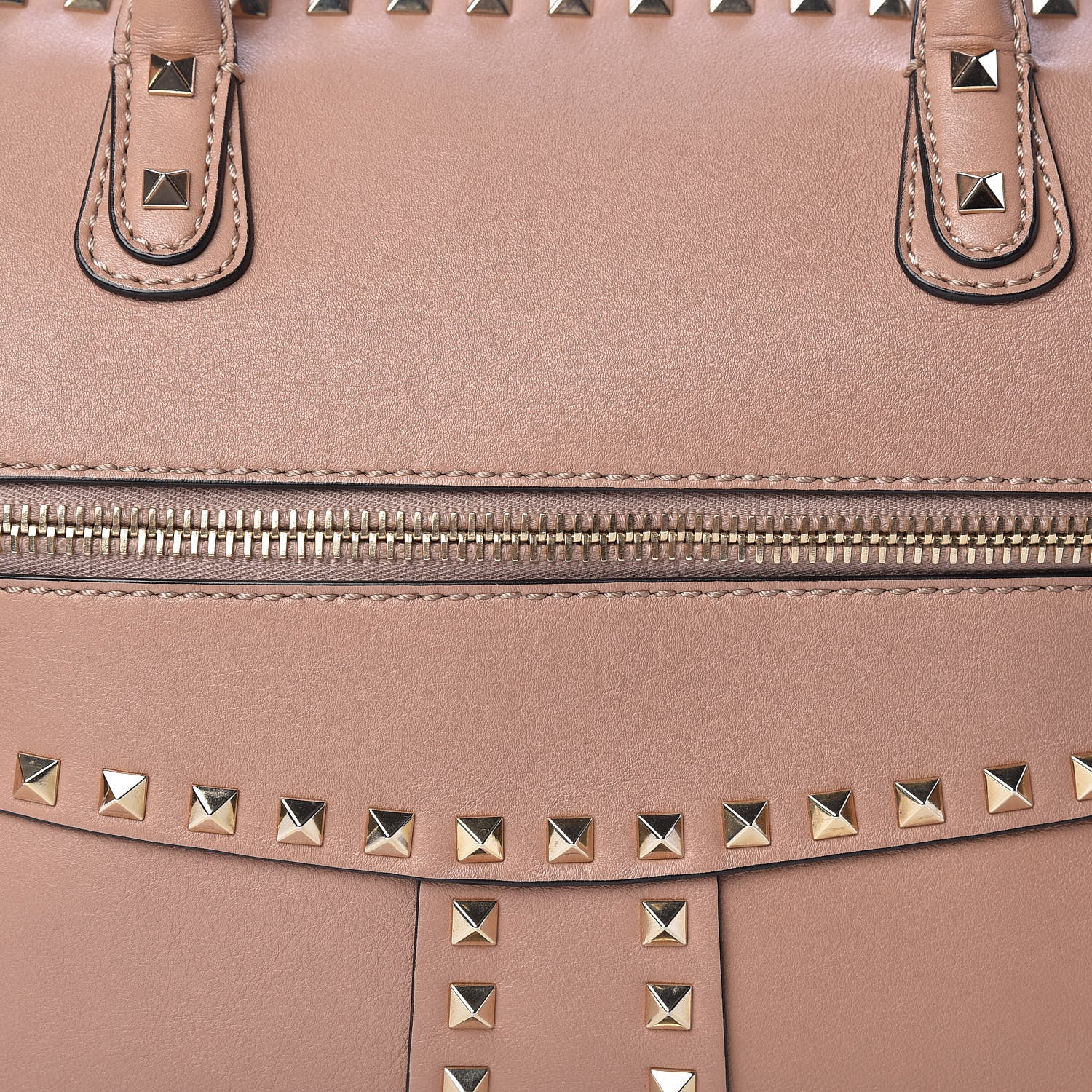Valentino Garavani Calfskin Rockstud Top Handle Satchel Soft Noisette 8 of 14