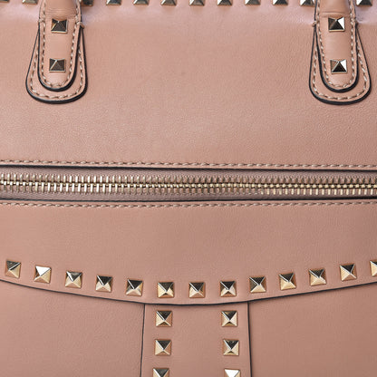 Valentino Garavani Calfskin Rockstud Top Handle Satchel Soft Noisette 8 of 14
